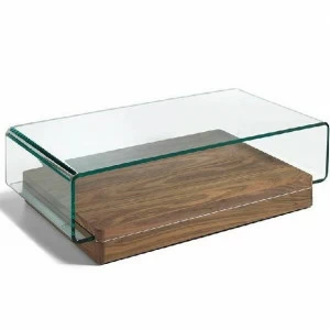 Журнальный столик стеклянный с деревянным основанием Atelier от Angel Cerda ANGEL CERDA  147436 Прозрачный