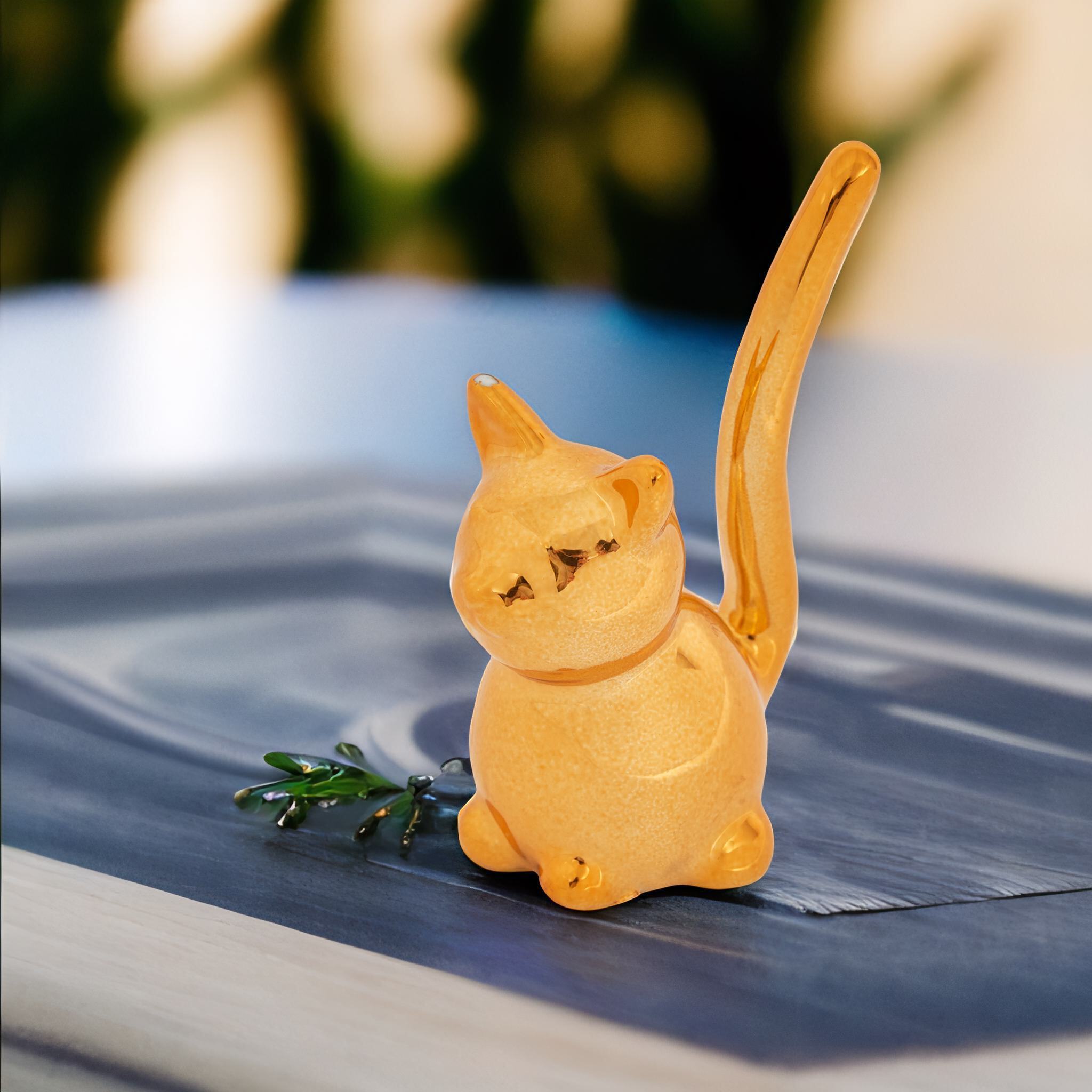 86383342 Подставка для колец Котик 1 керамика золотая 3.6x8 см STLM-0068365 Santreyd  - Вид №4