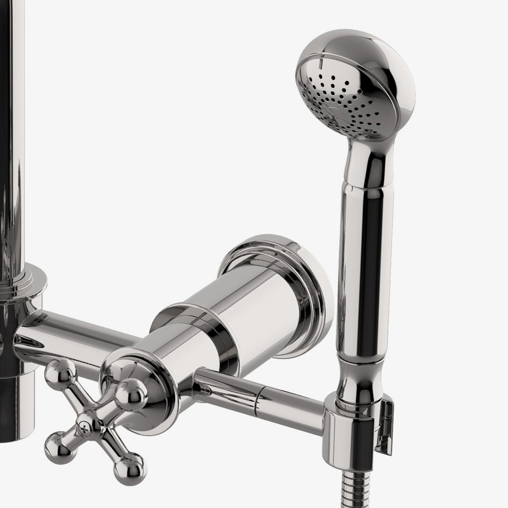 DSXT20 Настенный наполнитель для открытых ванн Dash с металлическим ручным душем и поперечными ручками Waterworks - Вид №1