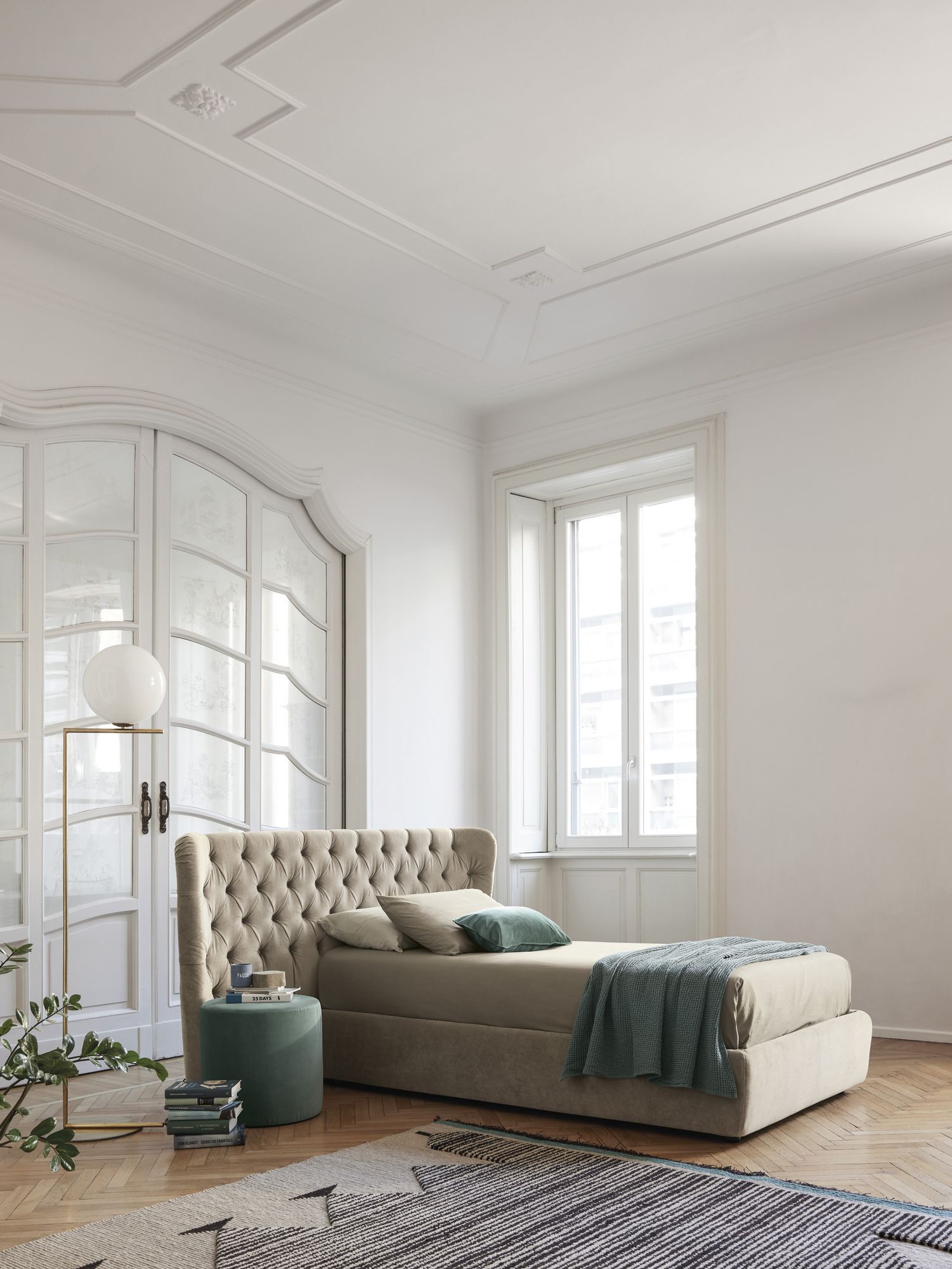 Односпальная кровать для хранения с капитонным изголовьем Bolzan Selene ARCH-00055484 - Вид №2