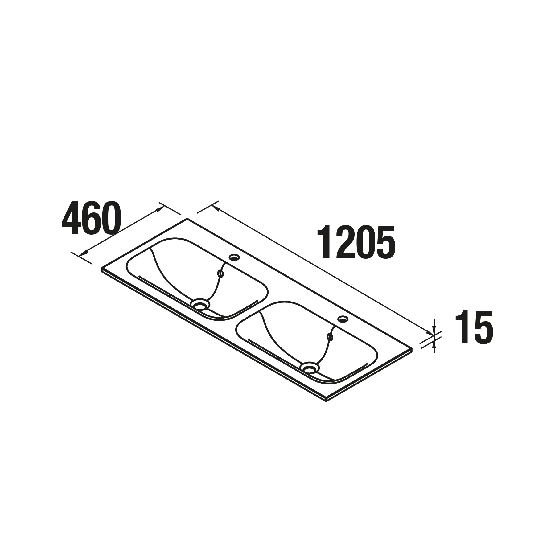 81874 SALGAR Раковина СИБИРЬ 1205 2 умывальника MINERAL SOLID 1205 x 15 x 460 мм  - Вид №1