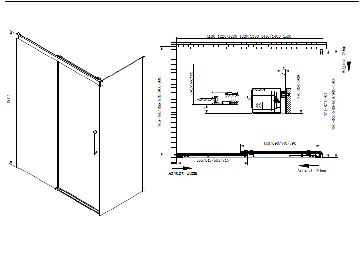 Душевой уголок CEZARES LUX-SOFT-W-AH-1-140/90-C-Cr-IV - Вид №3