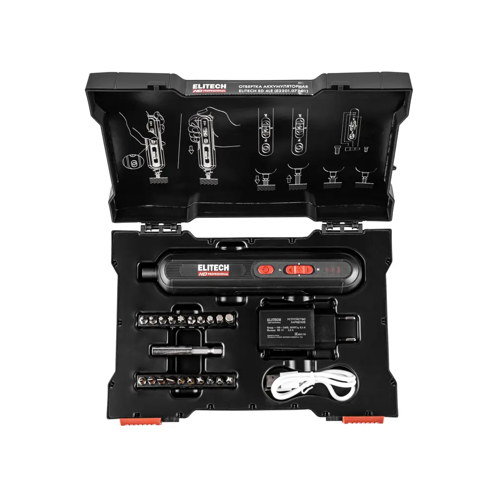 Отвертка аккумуляторная Elitech HD SD 4LE, 4 В Li-Ion 2 Ач STLM-2016782 - Вид №2