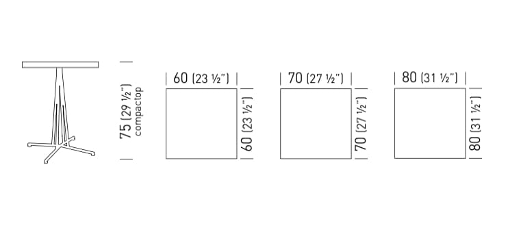 Квадратный стальной стол со спицами GABER BRISTOL SQUARE ARCH-00066519 - Вид №3