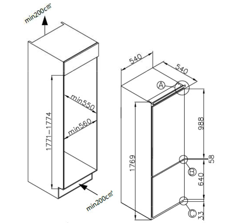 5338169 Встраиваемый холодильник HOMSair FB177NFFW STDN-0105261 - Вид №10