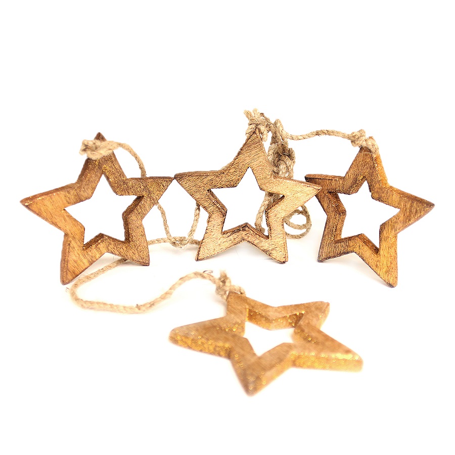 en_ny0034 Гирлянда подвесная wooden stars, 4 шт. EnjoyMe  - Вид №1