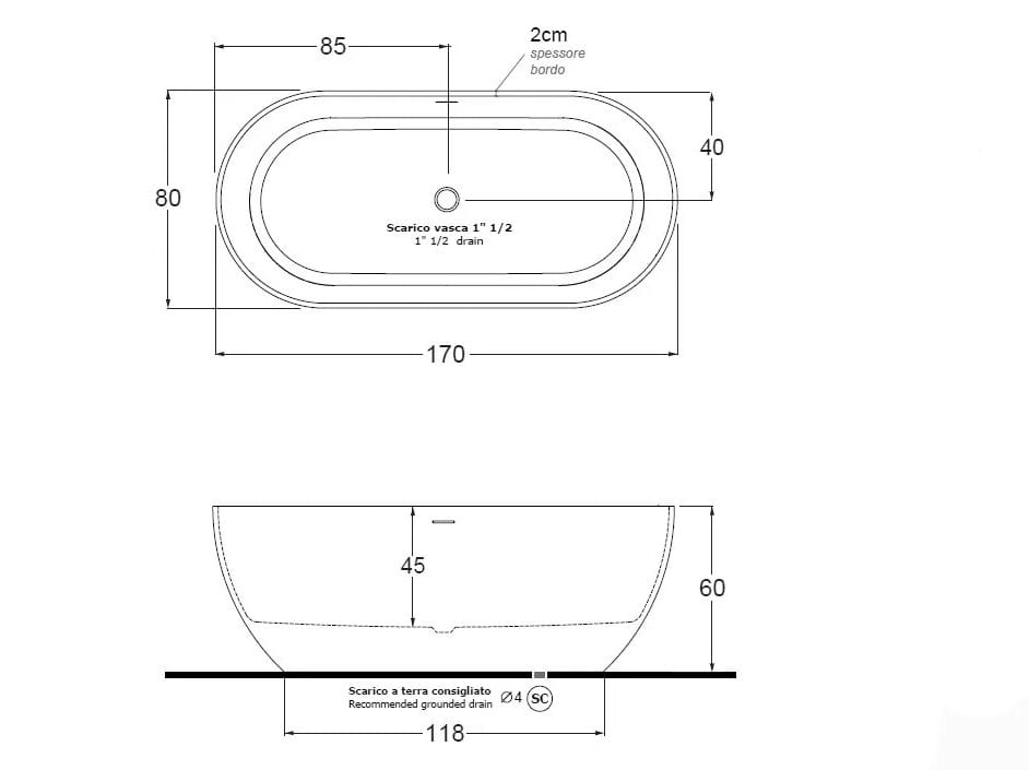 Овальная ванна в центре комнаты в твердой поверхности Gruppo Treesse мебель для ванной комнаты-отдельно стоящие ванны ARCH-00027375 - Вид №6