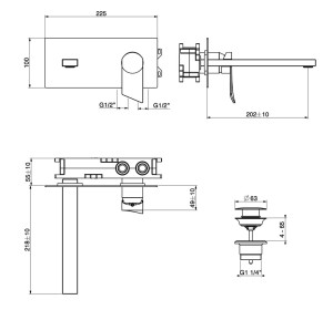 Настенный однорычажный смеситель для раковины
