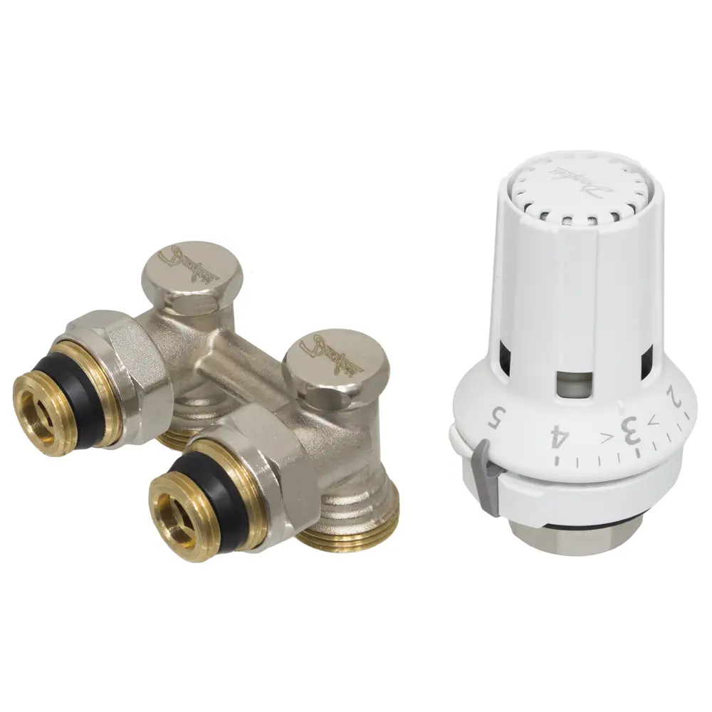 Узел нижнего подключения термостатический угловой Н-образный Danfoss 3/4"x1/2" с термостатической головкой M30x1.5 18305620 STLM-2043794  - Вид №1