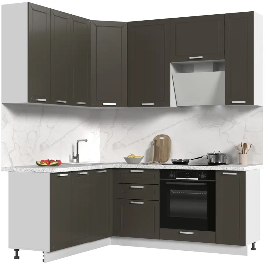 91559716 Кухонный гарнитур угловой Стендмебель Альфа 200x237x60 см ЛДСП цвет холст вулкан/белый STLM-0880982