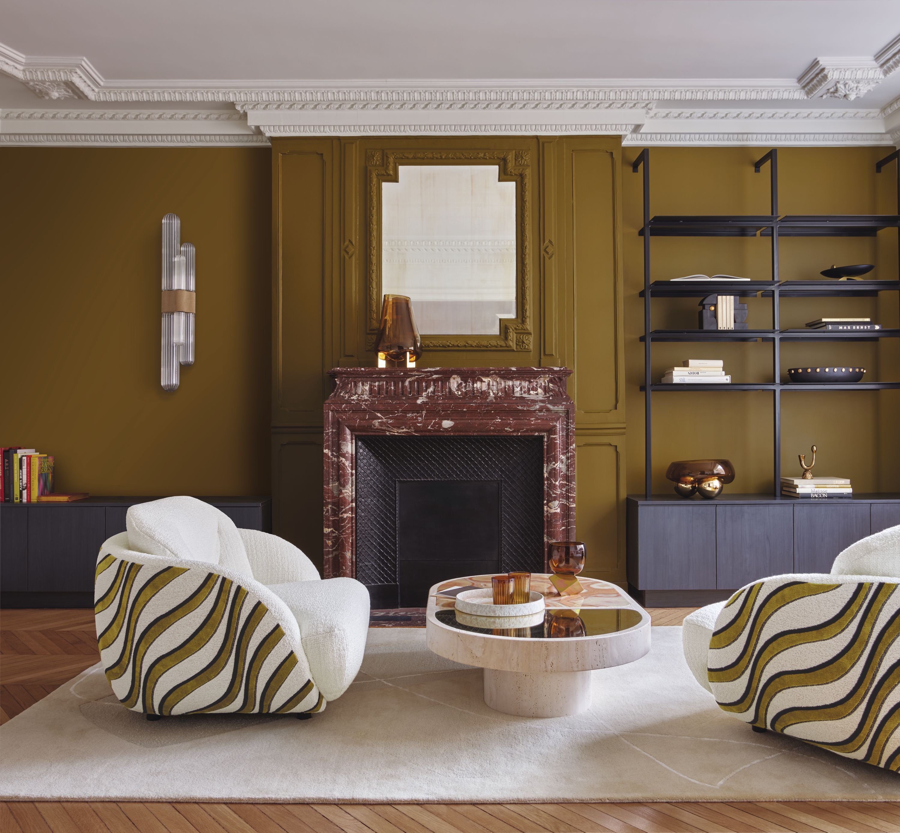 Бархатная ткань с графическим рисунком Casamance красота ARCH-00033605 - Вид №1