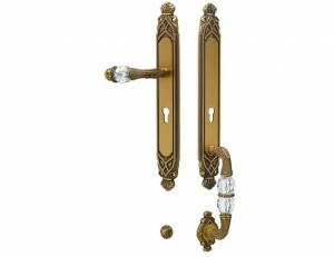 0J3407.S85Y.43 Комплект для входной двери с каплевидным вырезом из кристаллов swarovski, европрофиль 85мм Сатинированное старое золото 24К