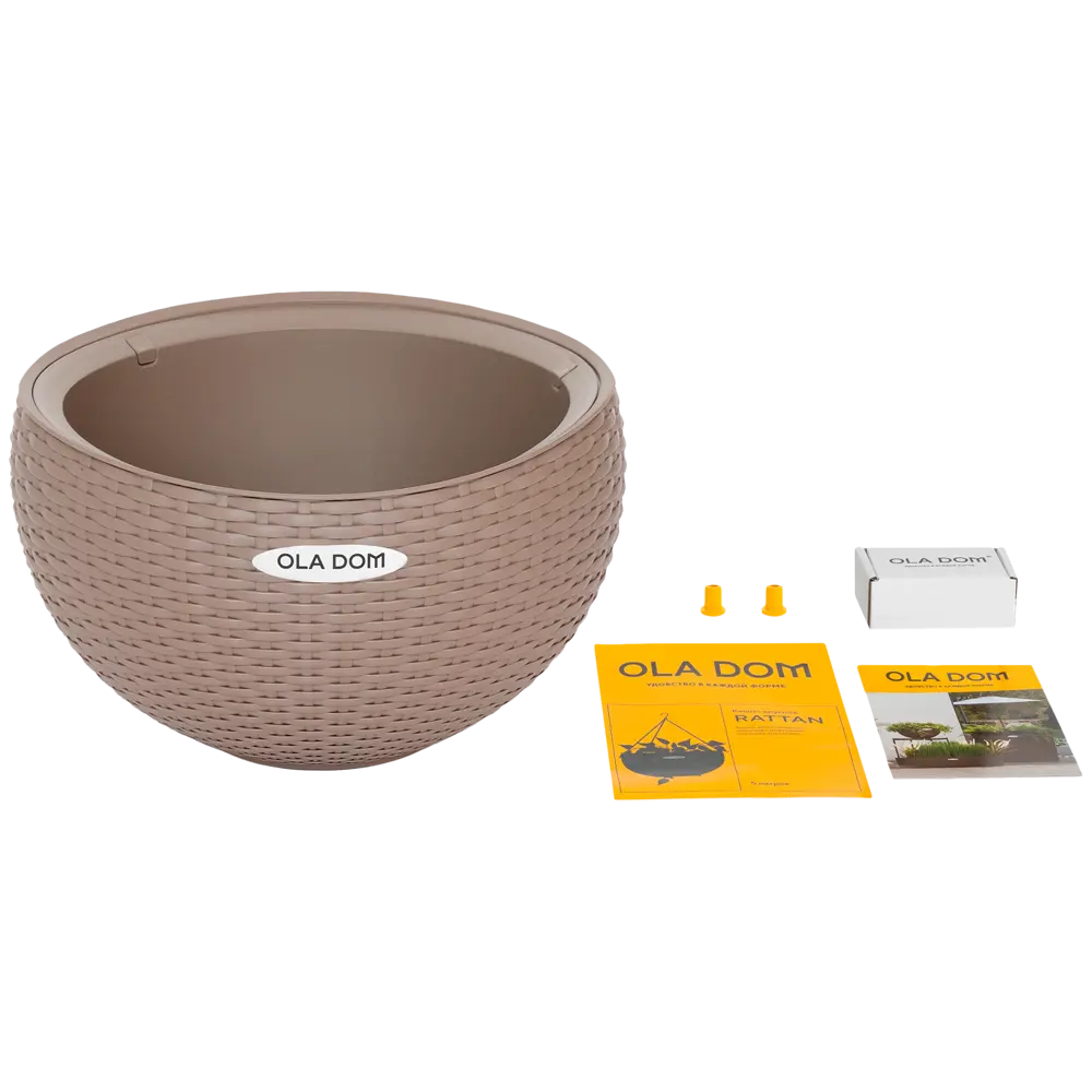 Подвесное кашпо Oladom Rattan Ø34 h20.9 см v5 л пластик серый без автополива Santreyd STLM-2026178 - Вид №2