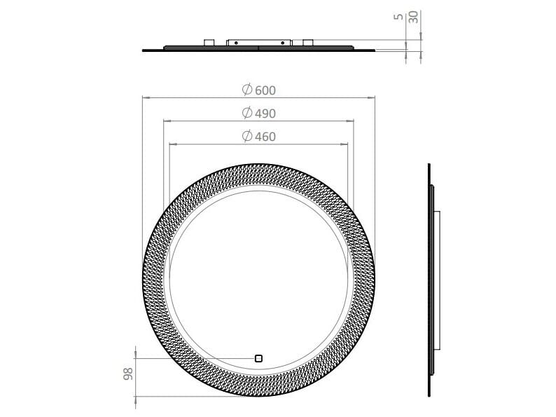 Алюминиевое круглое зеркало со встроенным настенным освещением CROSSWATER CANVASS ARCH-00030012 - Вид №4