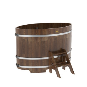 1531 Купель овальная из сращенных ламелей лиственницы 1,02х1,68х1,1 морёная Alyarus