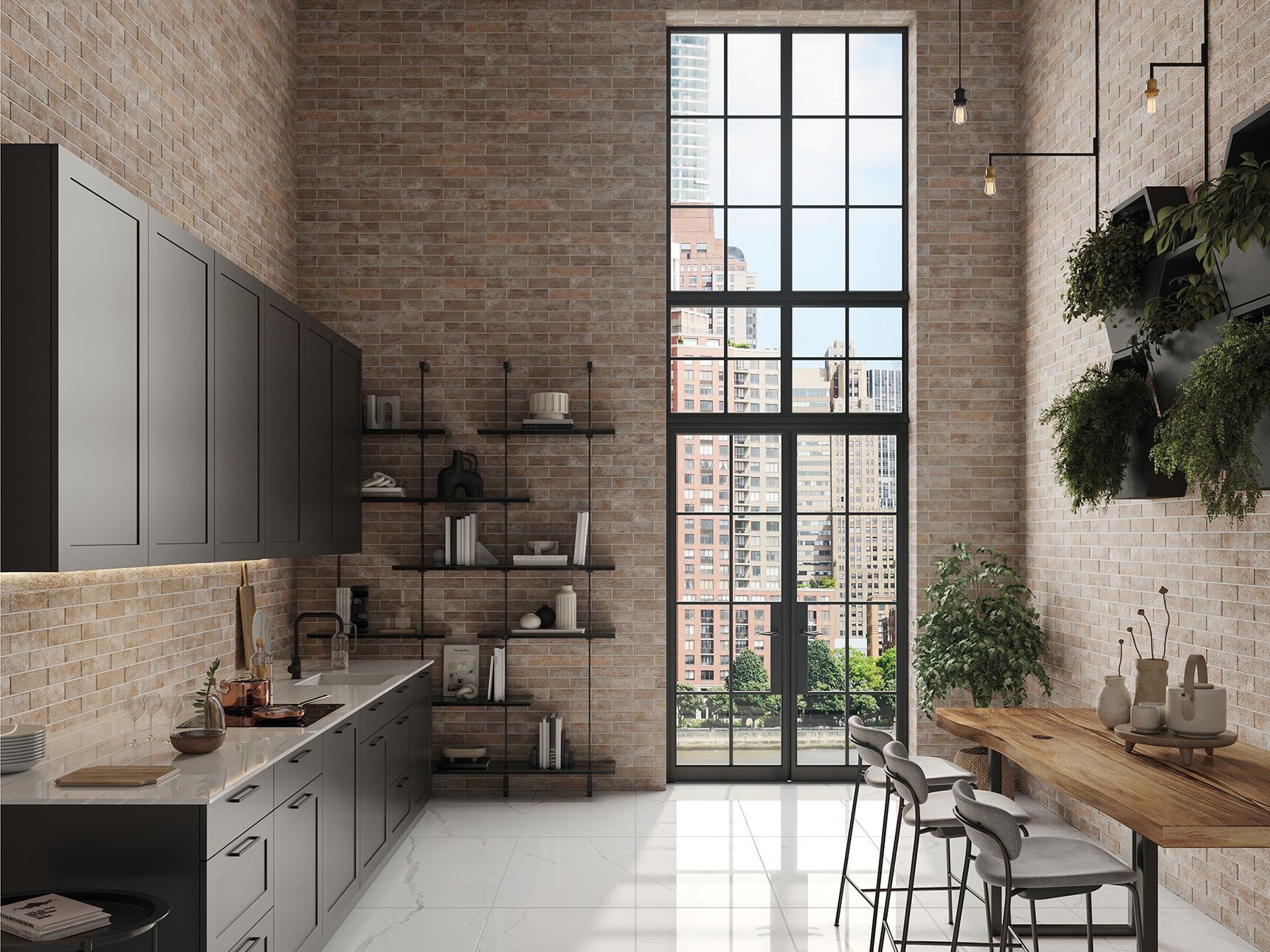 Пол / облицовка керамогранита с эффектом кирпича KERADOM CHELSEA ARCH-00102454