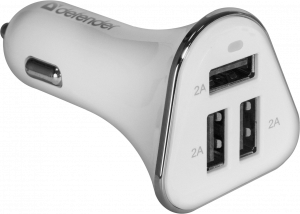 83566 автомобильный адаптер uca-04 3 порта usb, 5v / 6a Defender