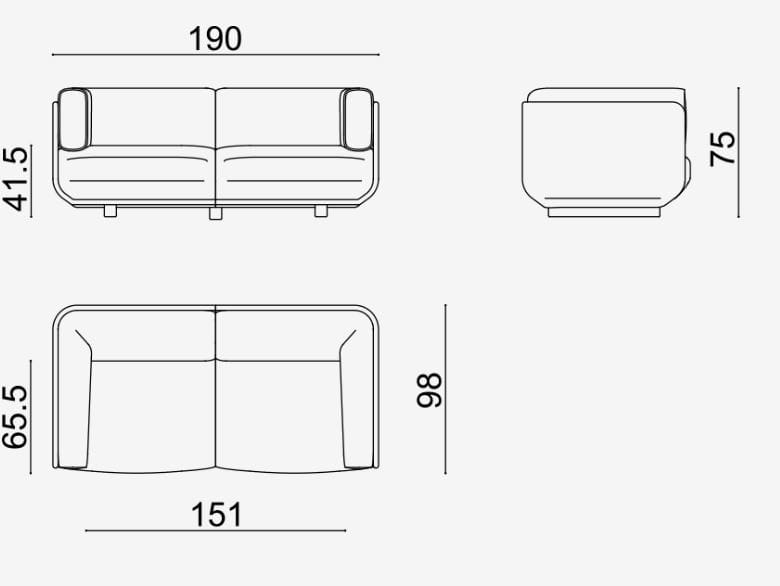 2-местный кожаный и тканевый диван Arper Shaal ARCH-00037216 - Вид №10