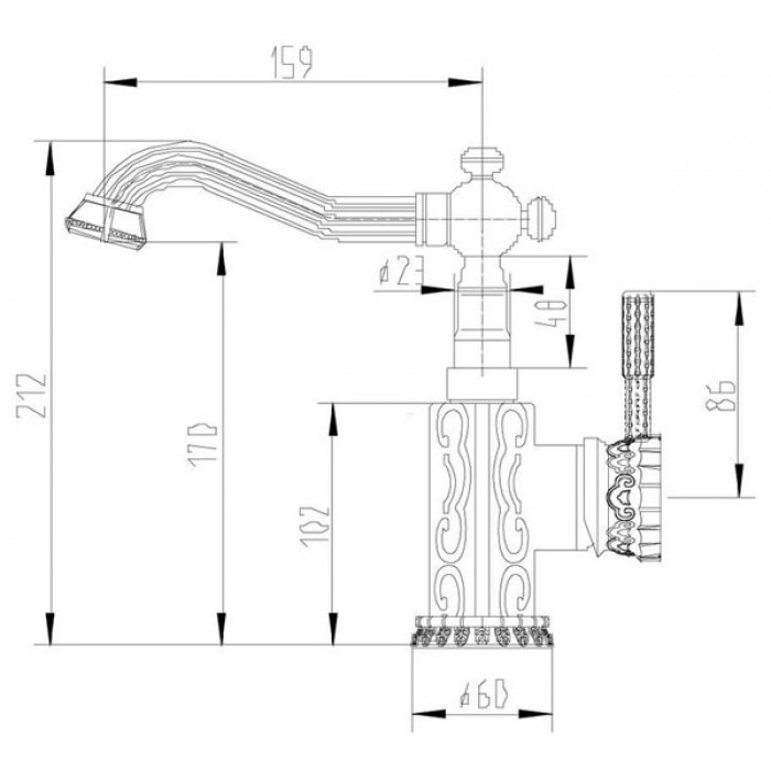 Zorg A 114U-SL Смеситель для кухни Zorg 159 x 212 мм  - Вид №2