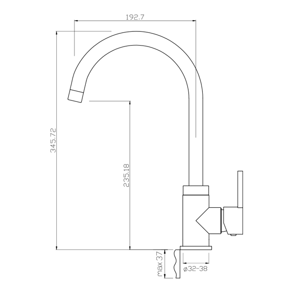 35-03/G ETA black  Смеситель для кухни  ARGO kran 3503getablack - Вид №1