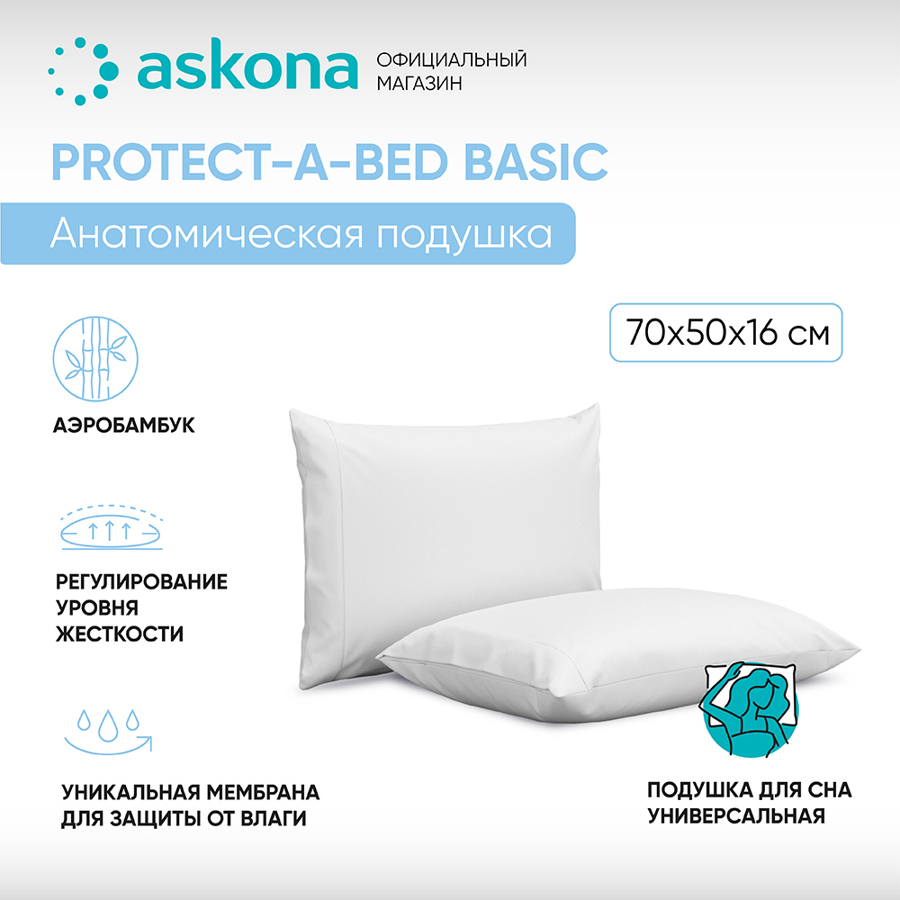 91070051 Подушка анатомическая Protect-a-bed серия Basic 50x70 см, полиэфирное волокно STLM-0467771 ASKONA