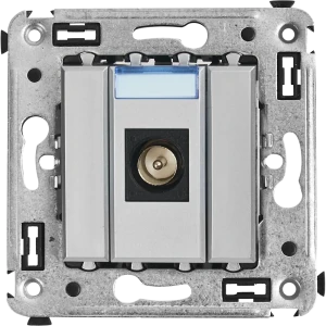 Розетка телевизионная встраиваемая DKC Avanti без заземления цвет закаленная сталь