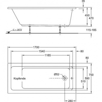 Ванна акриловая 170x75 Keramag iCon 650475000  - Вид №1