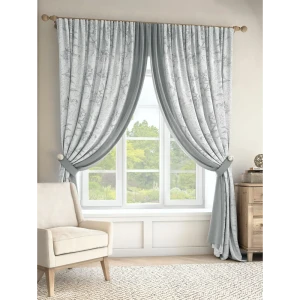91711196 Комплект штор на шторной ленте Comfy Way Норакс 220x280 см цвет серый STLM-1055676
