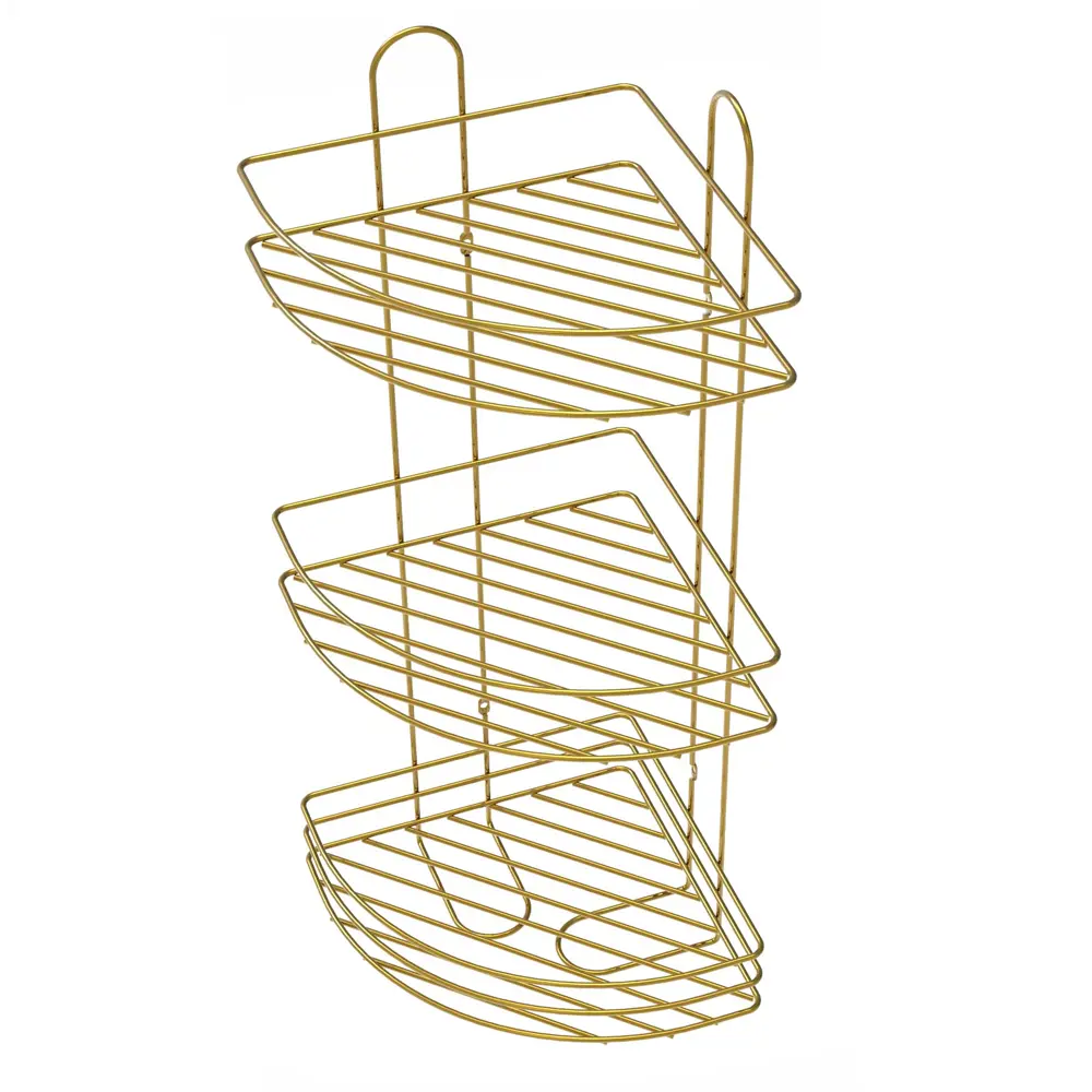 Полка для ванной Lemer Nil трехъярусная 23x23 см металл цвет золото STLM-2198963 - Вид №5