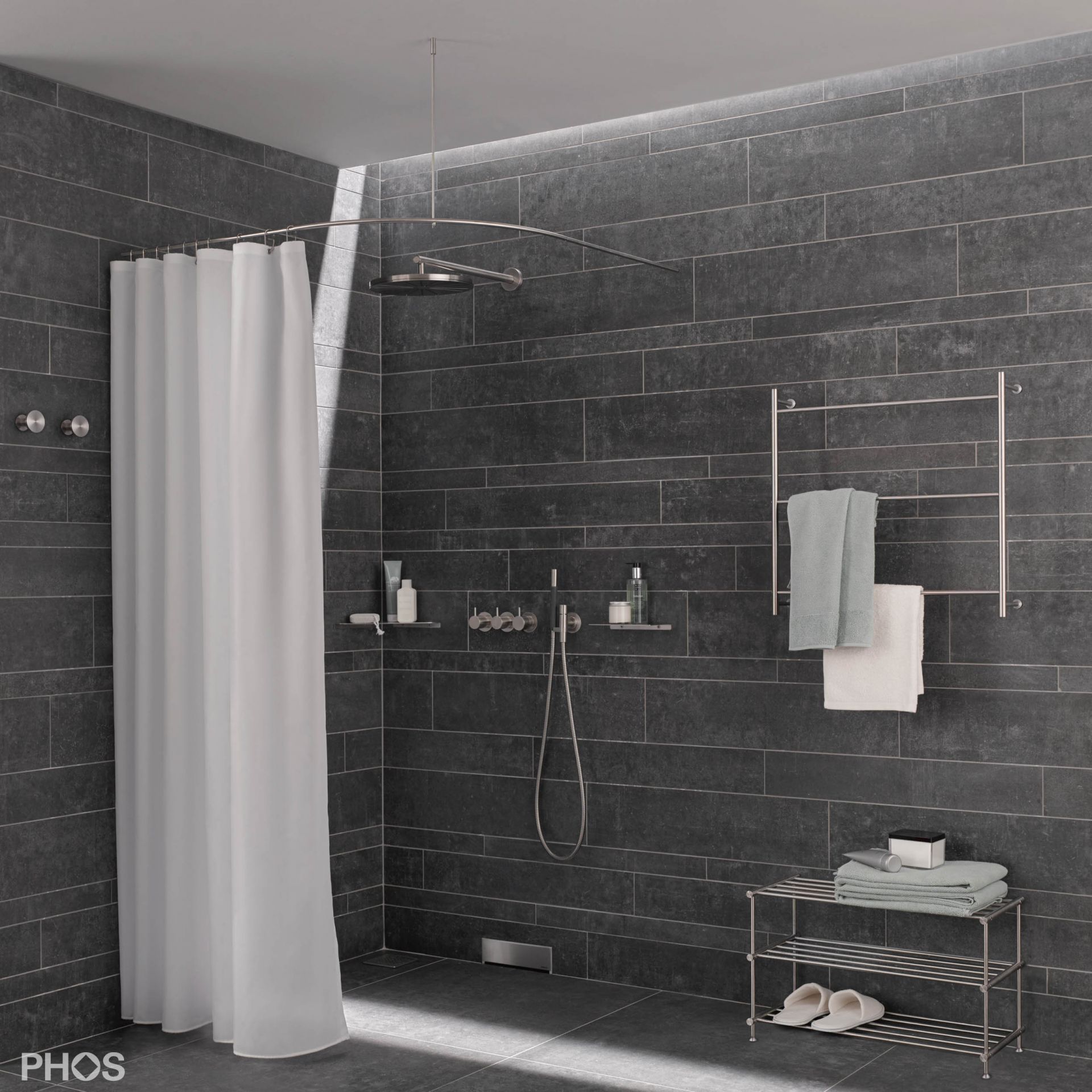 DSB300-750 Квадрант штанги для душевой занавески с радиусом дуги 30 см, 75 x 75 см PHOS  - Вид №1