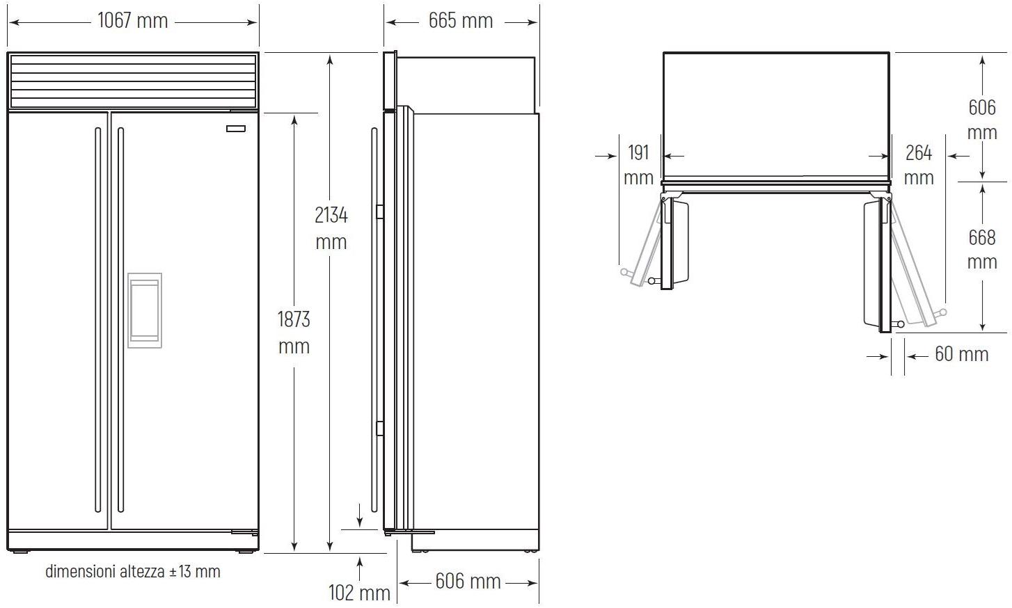 Sub-Zero Встраиваемый двухдверный холодильник из нержавеющей стали с диспенсером для воды класса a +  Icbbi-42sd/s/th  - Вид №6