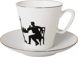 80302 Императорский фарфоровый завод Чашка с блюдцем "Гость" "Чёрный кофе" Фарфор костяной