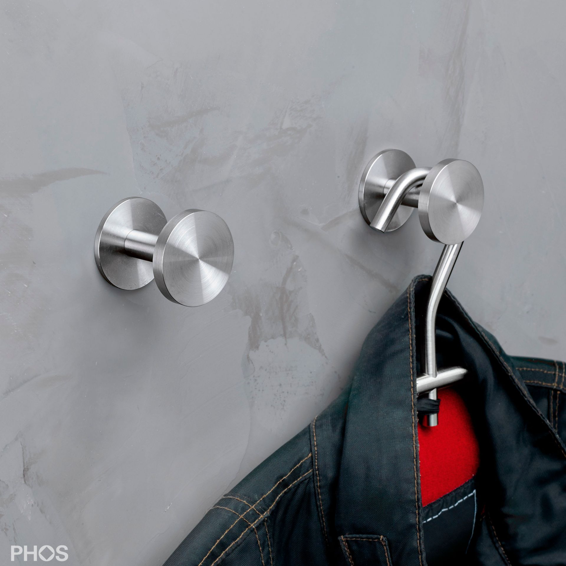 HA1-R40S40 Крючок настенный, ø12 мм, длина 4,3 см, с розеткой PHOS  - Вид №1