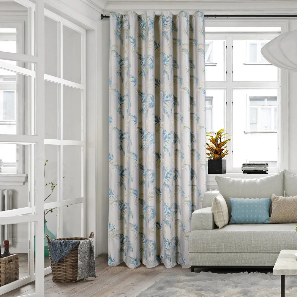 MIAMOZA Штора на ленте «Пальма» серо-бирюзовая 200×280 см 89051189 STLM-1071757 - Вид №5