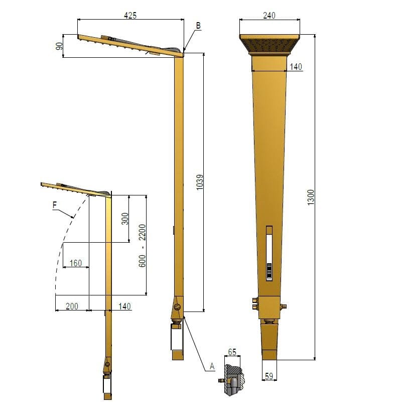 Латунная настенная душевая колонна с душем tender rain ARCH-00112173 - Вид №4