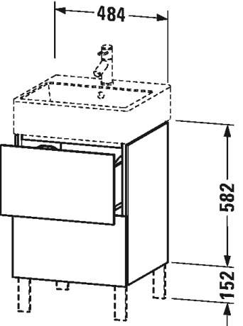LC677404949 Тумбочка напольная L-Cube #LC6774 484 x 459 мм Графит матовый, декор Duravit - Вид №1