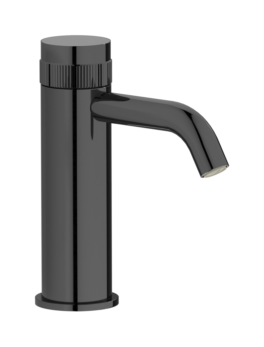 Монорычажный прогрессивный смеситель на раковину в комплекте с донным клапаном. WE ARE IB rx200cf Black Chrome Reflex