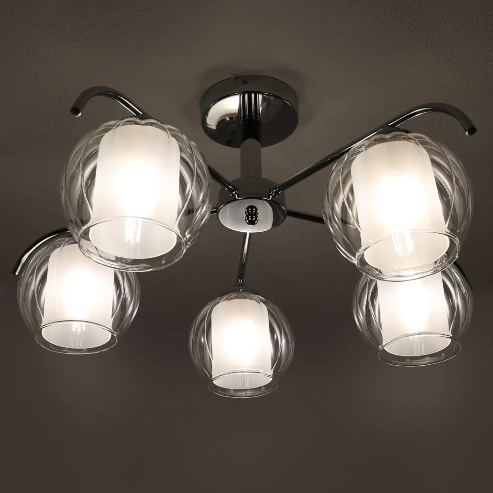 Люстра SCHAFFNER Divo 4410 - неоклассическая пятирожковая с хромированной штангой 89426417 STLM-1571461 - Вид №1