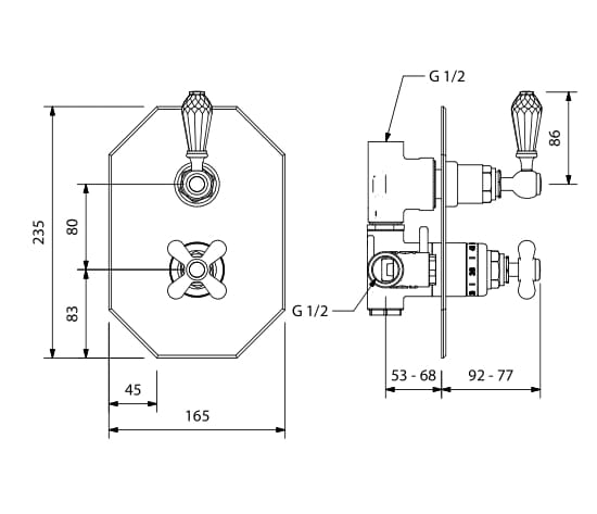 Смеситель для душа с 2 отверстиями и переключателем Park Avenue Beatrice ARCH-00147542 - Вид №2
