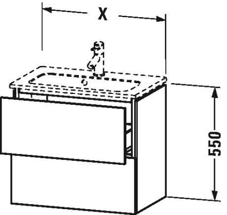 LC625602222 Тумбочка подвесная компакт L-Cube #LC6256 620 x 391 мм Белый глянцевый декор Duravit - Вид №3