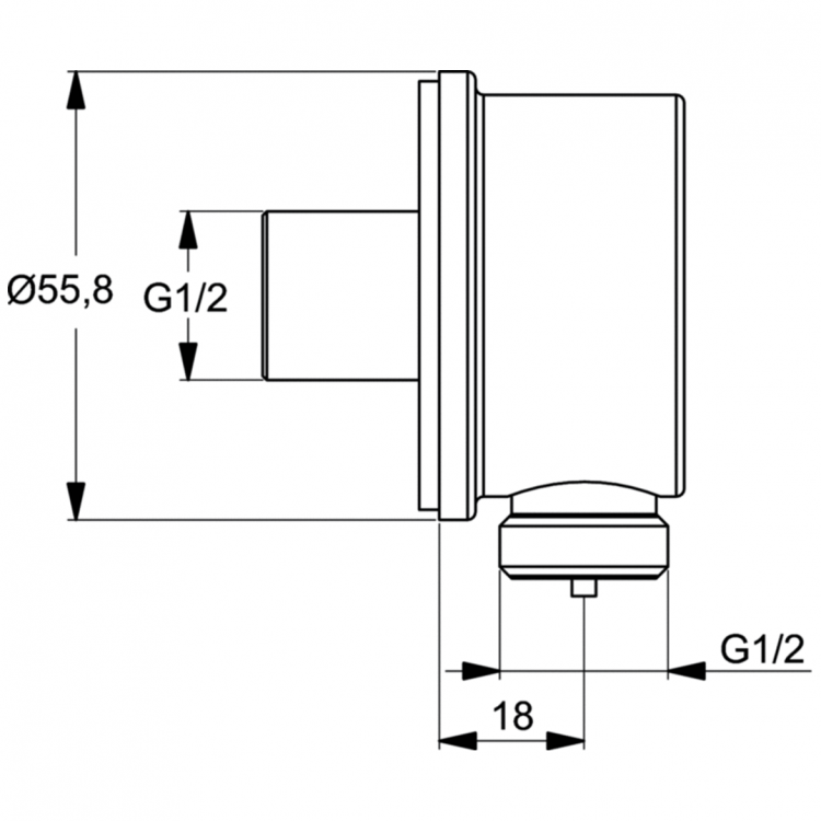 B9448AA Подключение для душевого шланга 1/2"х1/2" для душа Ideal Standard IDEALRAIN - Вид №2