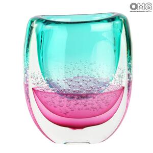 4506 ORIGINALMURANOGLASS Ваза Пузырьки - зелёная - соммерсо - муранское стекло OMG 12 см