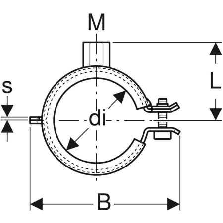 601.861.26.1 Хомут для трубы изолированный Geberit, с резьбовой муфтой M8/M10 Geberit  - Вид №2
