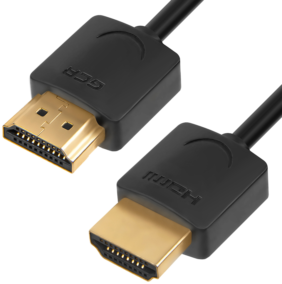 GCR-HM510-0.2m кабель 0.2m v1.4 hdmi m/m черный, slim od3.8mm, 32/32 awg, позолоченные контакты, ethernet 10.2 гбит/с, 3d, 4k, premium , экран Greenconnect Santreyd 