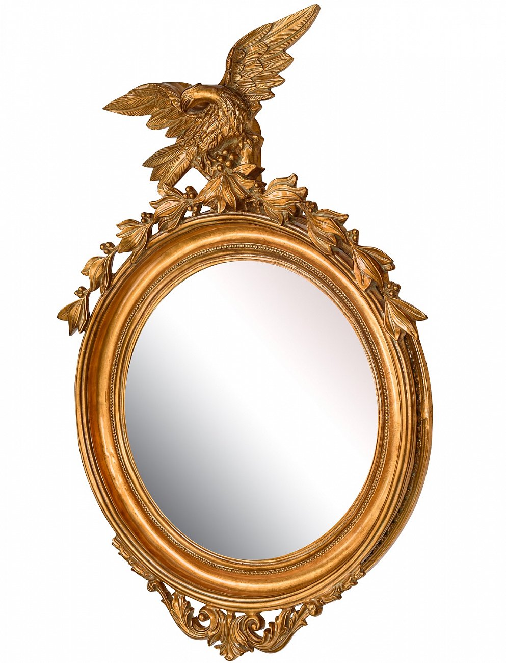 Зеркало настенное в деревянной раме античное золото Eagle ART-ZERKALO ПТИЦЫ 00-3948359 Зеркальный;золото  - Вид №1