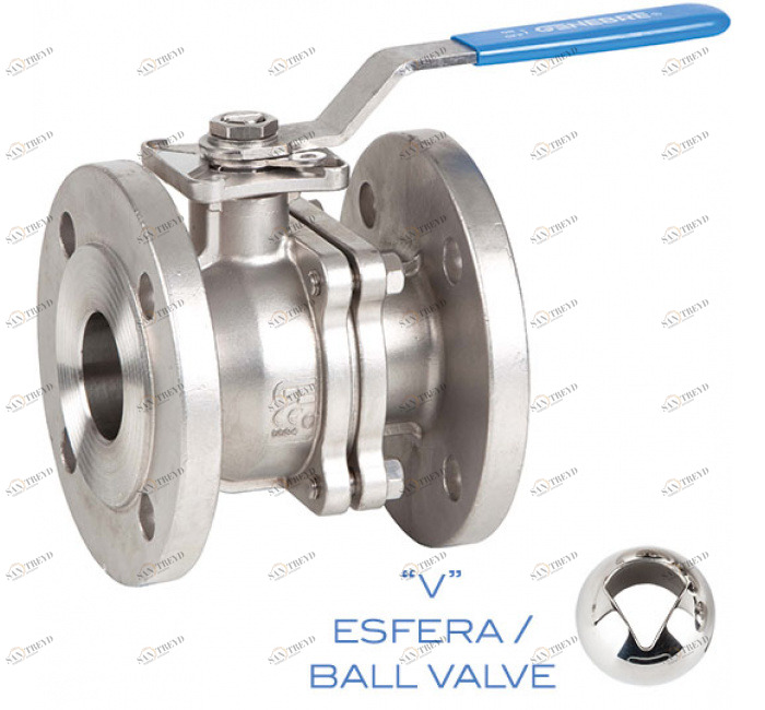 GENEBRE 2528v 30 08 Регулирующий шаровой кран «V», 2 штуки, фланцы, концы DIN PN 40/16 