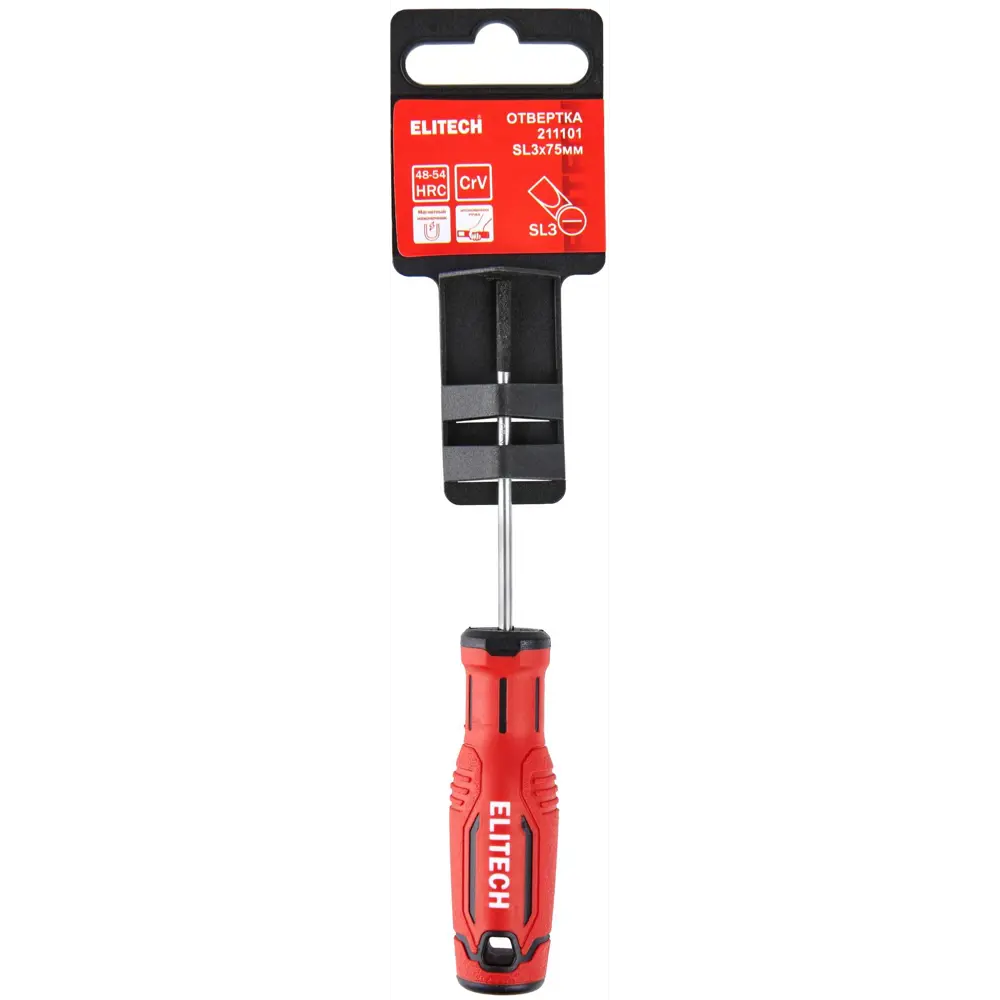 Отвертка прямая Elitech 211101 SL3x75 мм с магнитным наконечником 89407127 STLM-1575110 - Вид №4