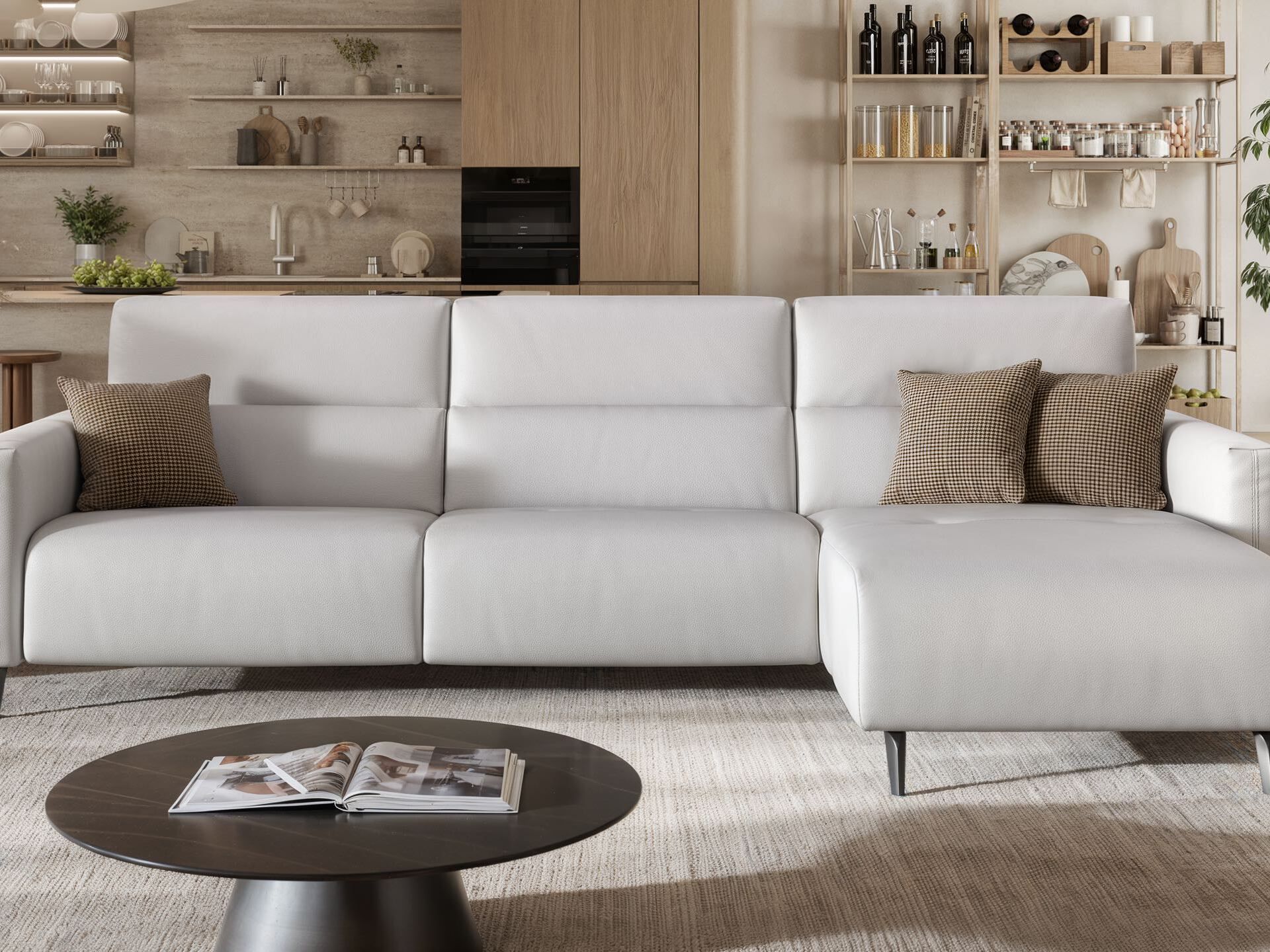 Кожаный диван с полуостровом Sofanella Avella ARCH-00119540 - Вид №2