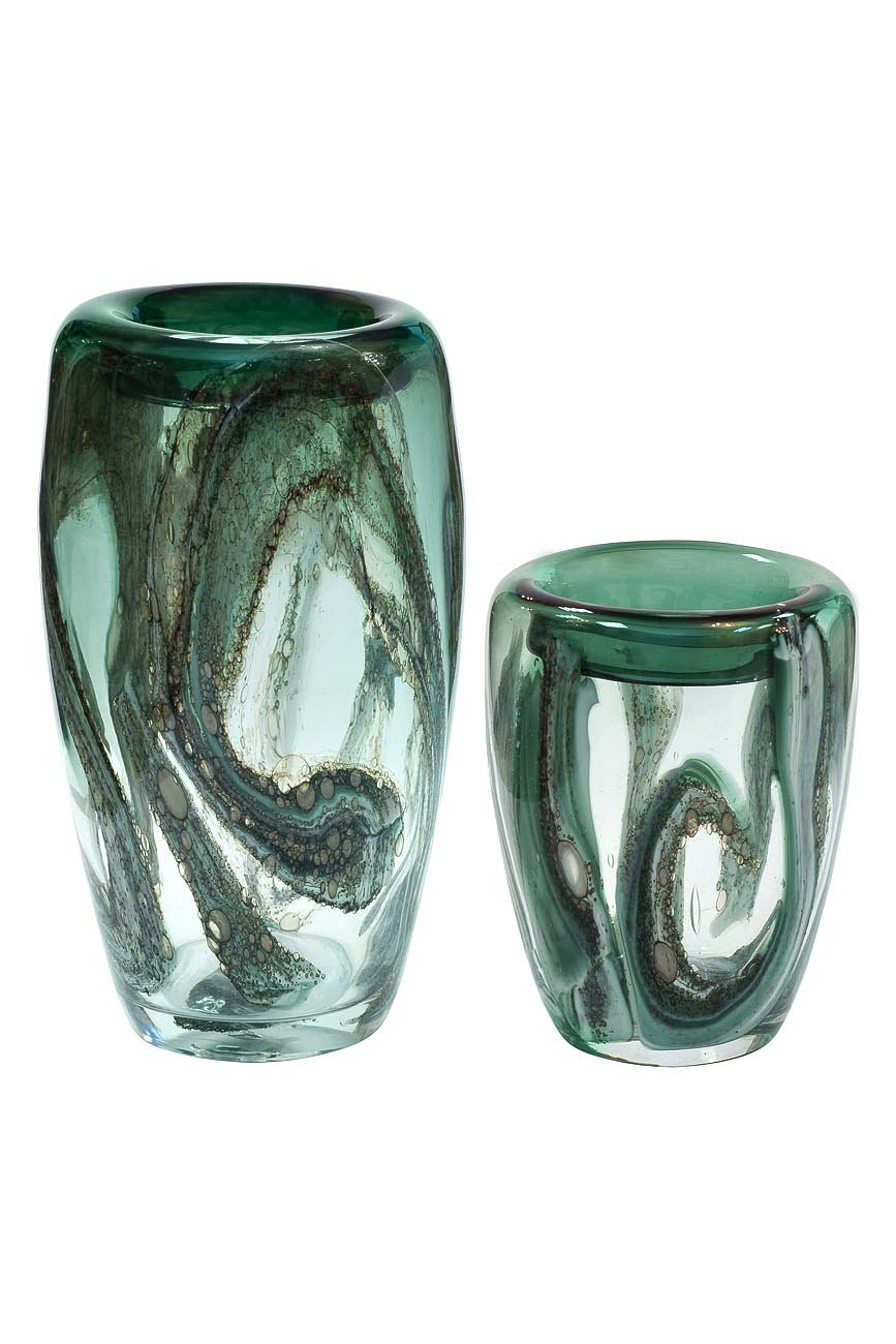 Ваза стеклянная зеленая 21 см от Garda Decor GARDA DECOR - 113769 Зеленый  - Вид №1