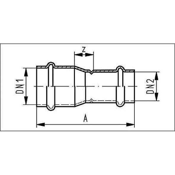 692402215 SANHA 9240 пресс-фит. нерж.сталь, муфта редукц. ВПр-ВПр 22x15 мм  - Вид №1